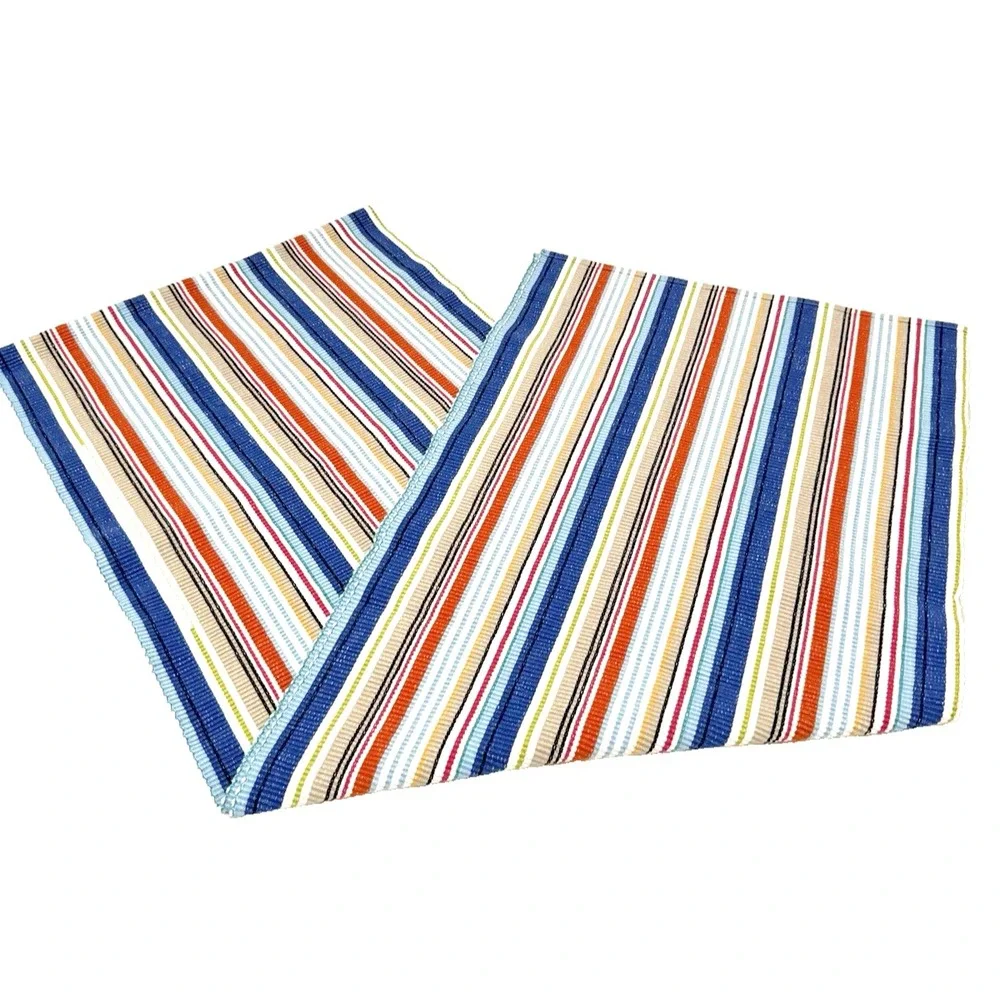 Table Runner Beach Colors Blue Orange Green Stripes 98